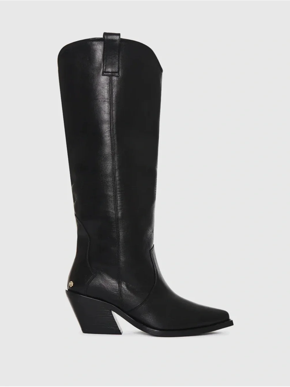 Anine Bing Talia Tall Black Leather Western Boots size 8 / 38